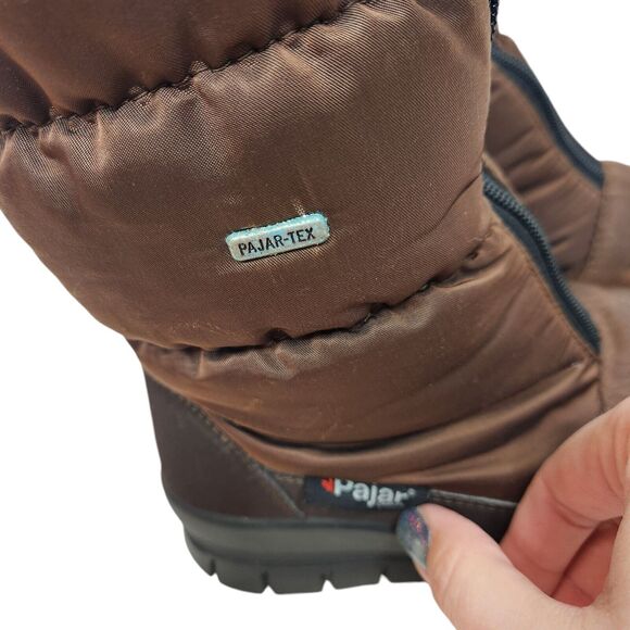 PAJAR Boots Womens EU 36 US 5-5.5 Brown Quilted‎ Faux Fur Winter Snow Boots Zip - Picture 6 of 12